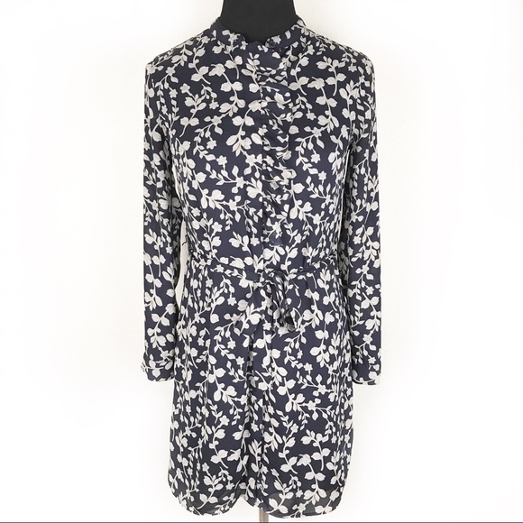 navy floral long sleeve dress
